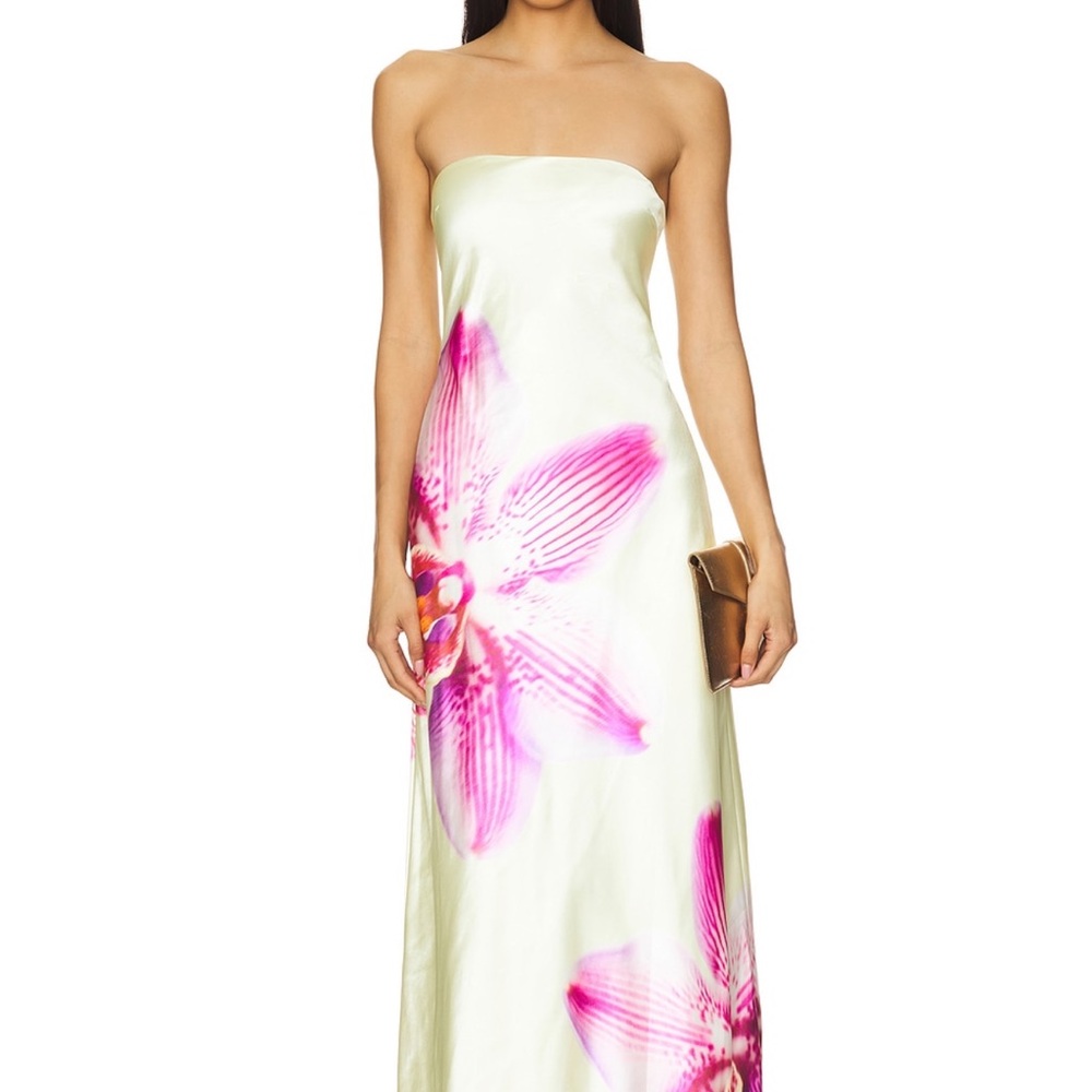 Elegant Strapless Floral Maxi Dress